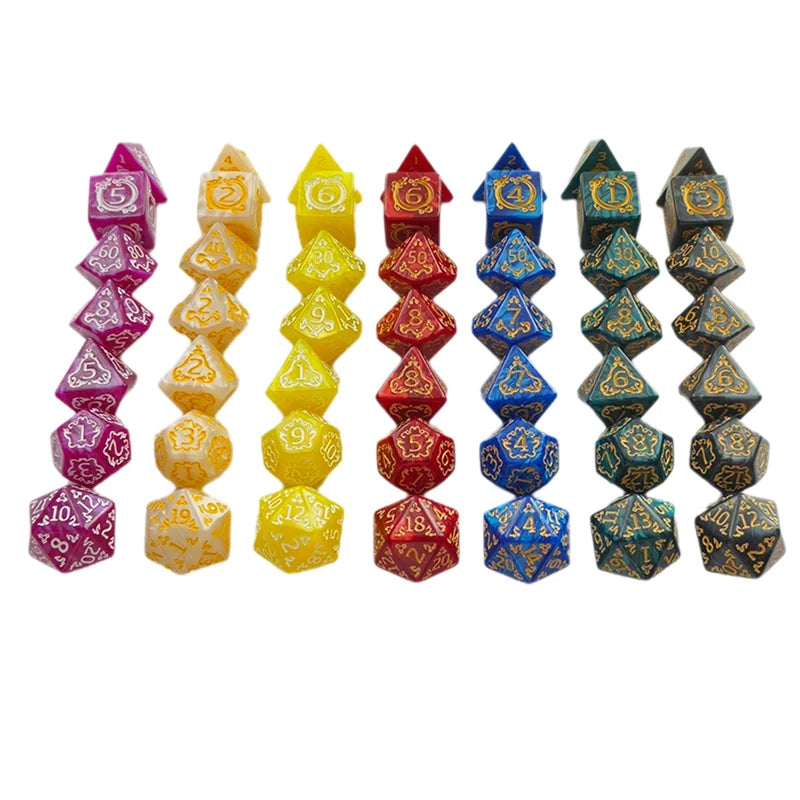 7-Piece Hollowed Out Pattern Digital Dice Set for TRPG, RPG, COC, Cthulhu, D&D and Tabletop Games