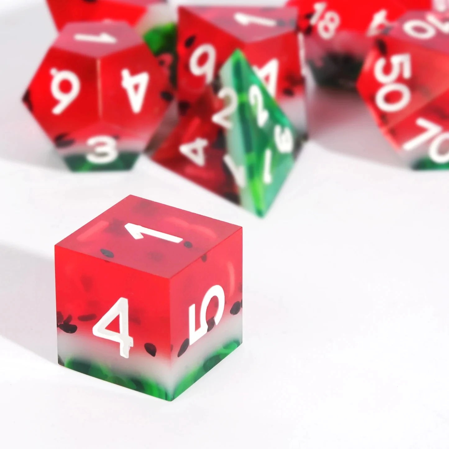 Watermelon Series Milk Cat Resin Dice Set - 1-7 Pcs Polyhedral D&D Dice with Box for Dungeons and Dragons