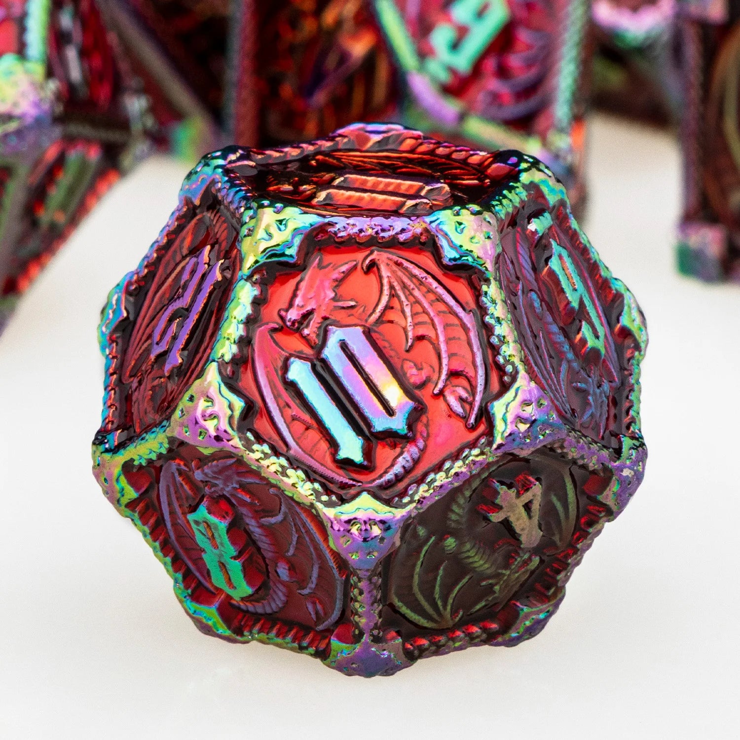 Premium Metal DND Dragon Dice Set - Complete Polyhedral RPG Dice for Dungeons & Dragons, D20, D12, D10, D8, D6