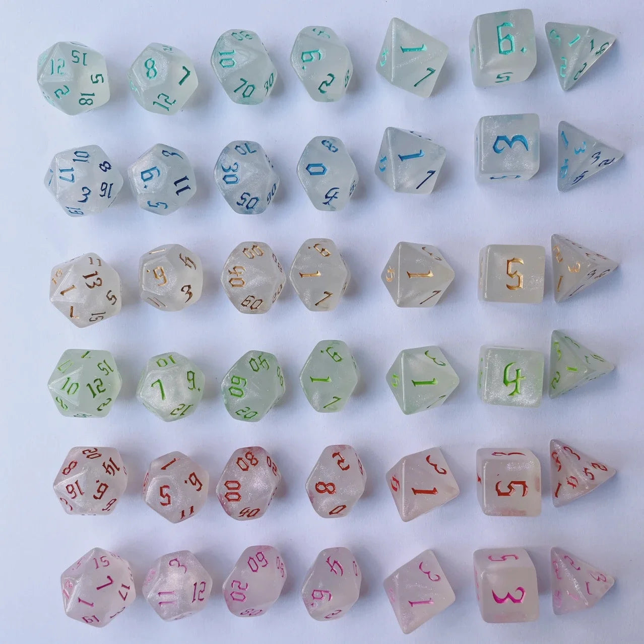 Sparkling Gold Glitter Polyhedral Dice Set - 7 Pcs for DND, TRPG & RPG Gaming Adventures!