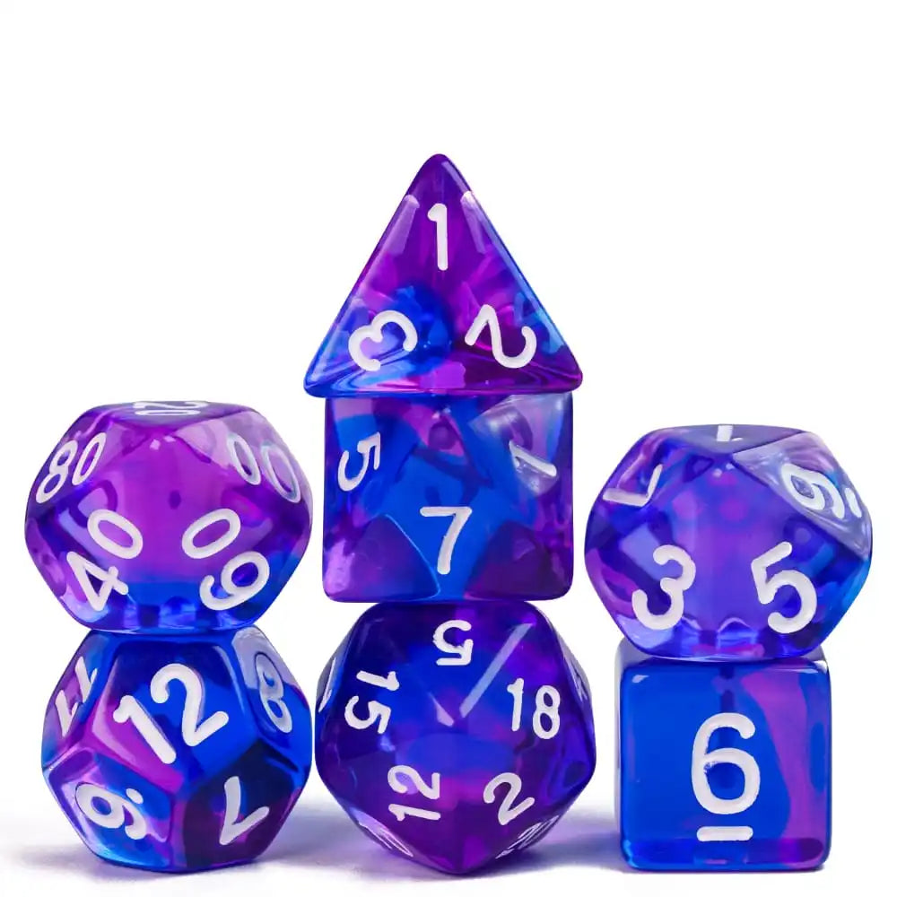 Poludie 7-Piece Pink Gold Translucent Polyhedral Dice Set for D&D and RPG - Perfect for Role Playing and Board Games!