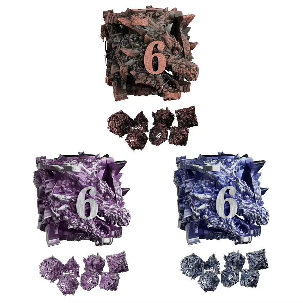 Dragon Head Metal Dice Set for Dungeons & Dragons - نرد دي اند دي معدني رأس تنين