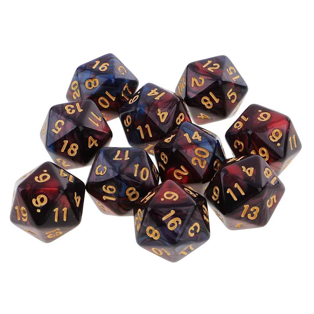 High-Quality 10Pcs 20-Sided D20 Polyhedral Dice Set - نرد دي اند دي عشرين وجه عدد عشرة قطع