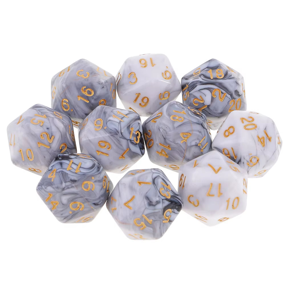 High-Quality 10Pcs 20-Sided D20 Polyhedral Dice Set - نرد دي اند دي عشرين وجه عدد عشرة قطع