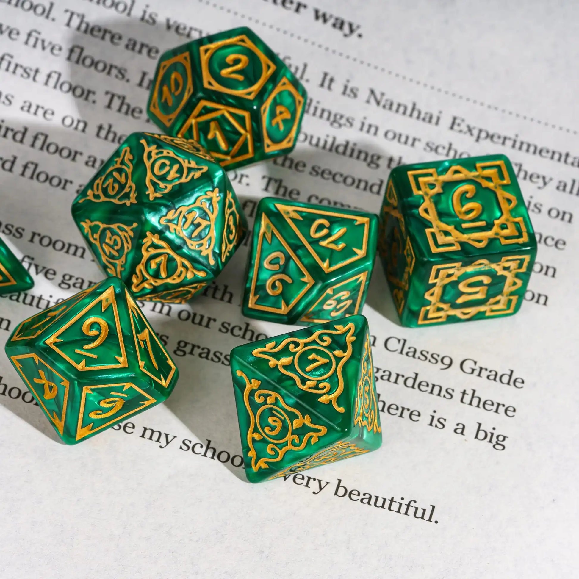 Druid's Elemental Marbled DND Dice Set - Exquisite Carved Polyhedral D4-D20 for Epic Role Playing Adventures
