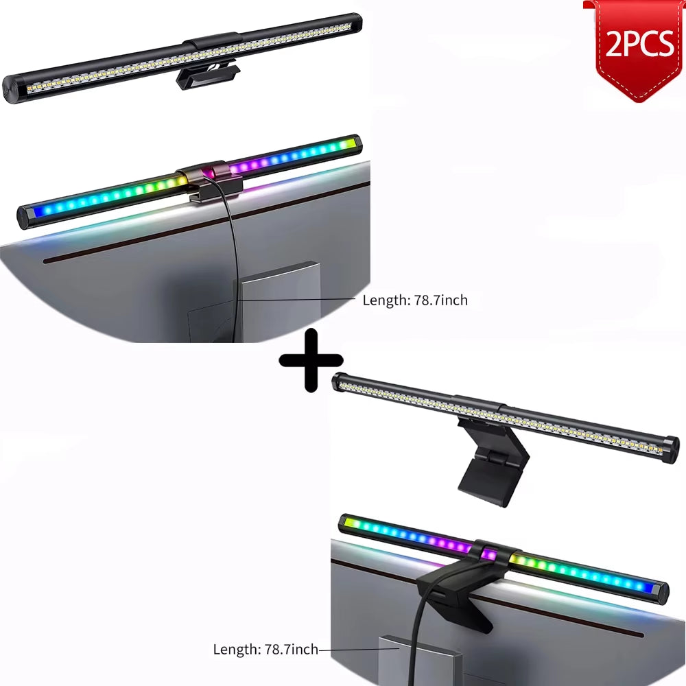 RGB LED Monitor Light Bar - Versatile Dimming Atmosphere Lamp for Work, Study, and Gaming - 44cm