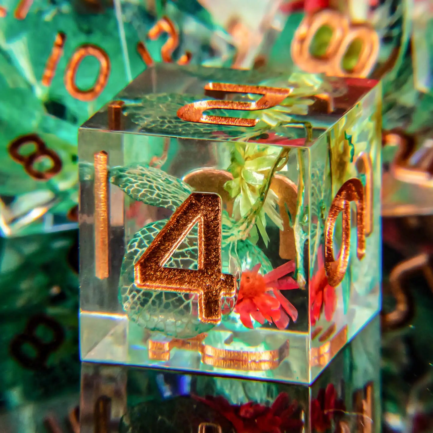 Flower Power D&D Sharp Edge Dice Set - 7 Piece Polyhedral Resin Dice for Dungeons & Dragons