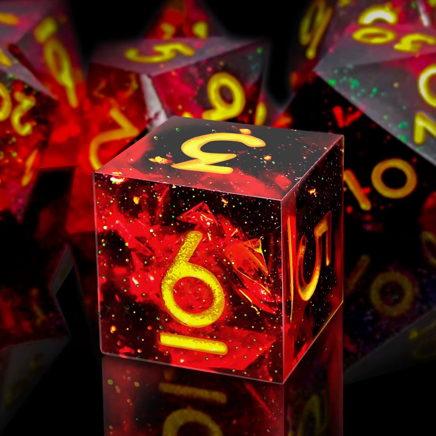 7Pcs Semi-Transparent Handmade Resin Polyhedral Dice Set for Dnd, RPG Board Games - Includes D20, D12, D10, D8, D6, D4
