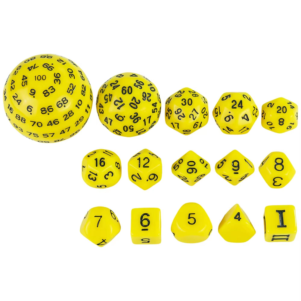 Polyhedral Dice Set for D&D 15 Acrylic Dice (D3-D100) - نرد دي اند دي