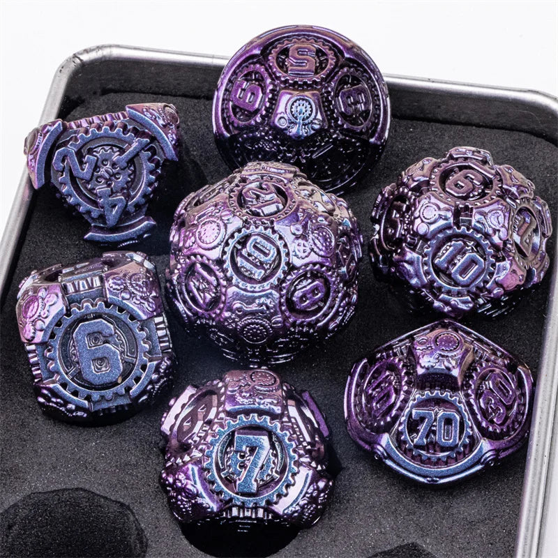 Premium 7-Piece Metal Dice Set for Dungeons and Dragons - نرد دي اند دي معدني