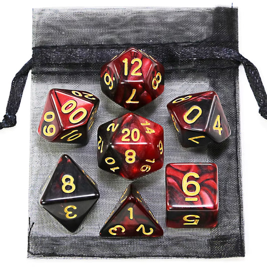 Vibrant D&D Dice Set - 9 Unique Styles with Carry Bag for RPG & TRPG Adventures - مجموعة نرد دي اند دي مع حقيبتها