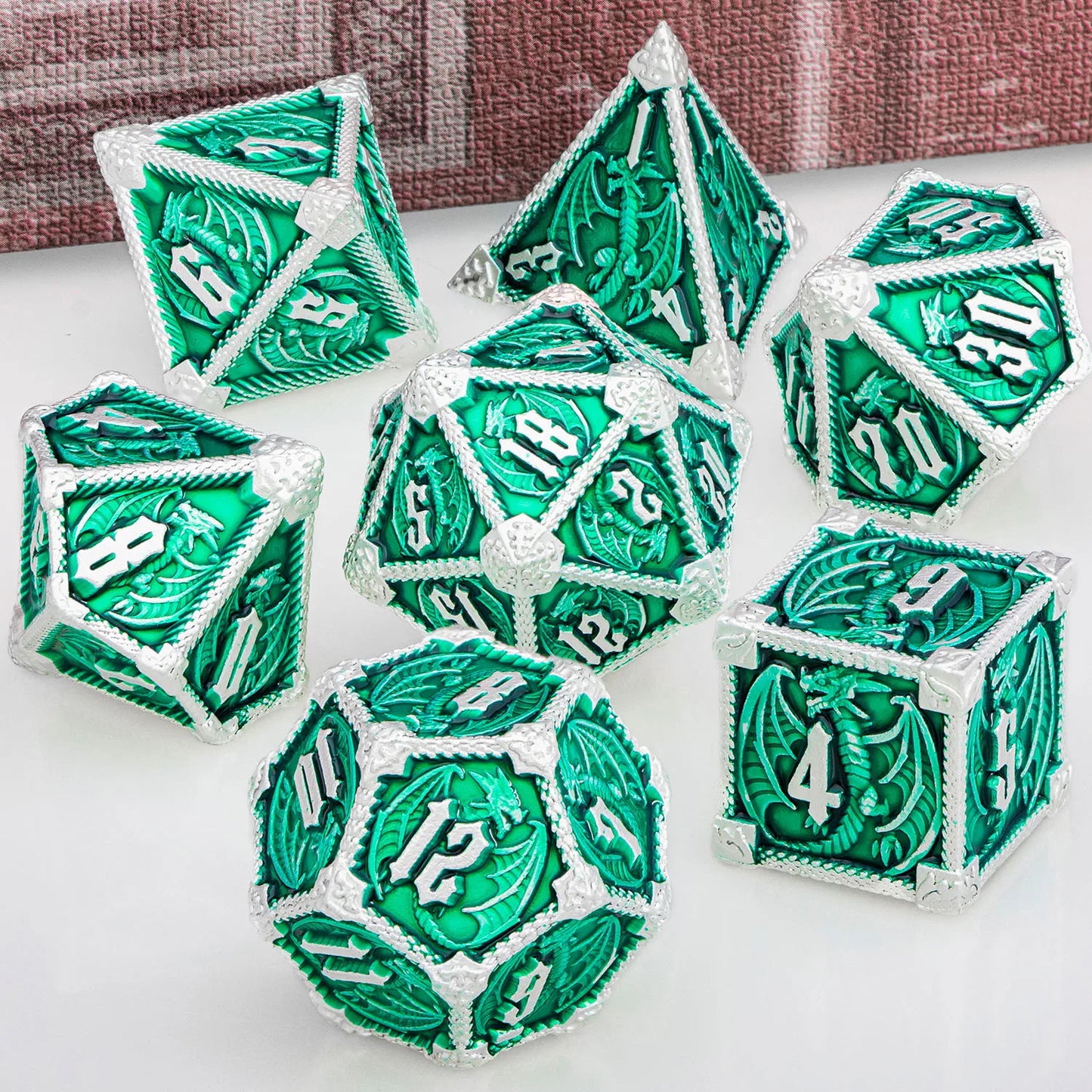 Metal Dragon D&D Dice Set - Premium Polyhedral RPG Dice for Dungeons & Dragons - D20, D12, D10, D8, D6