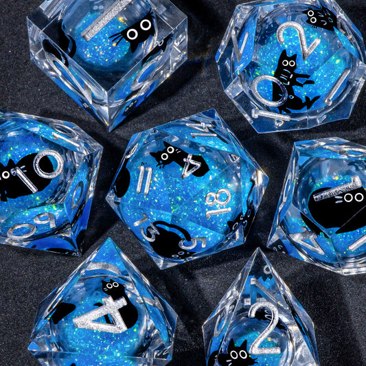 Liquid Core Resin Dice Set for D&D - Sharp Edge Polyhedral Dice - نرد دي اند دي