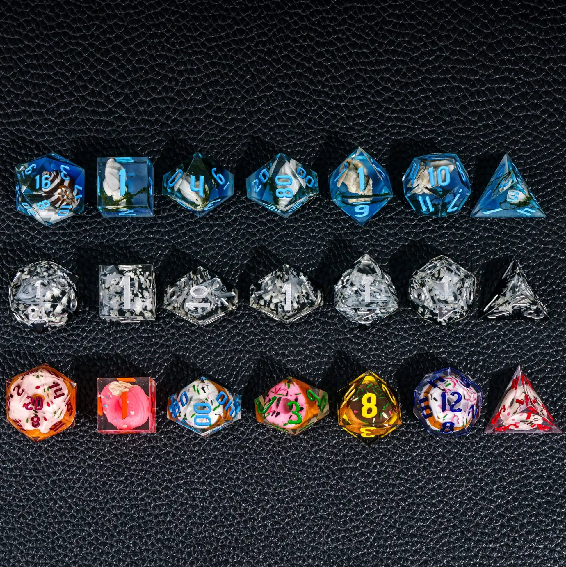 Ultimate DND Polyhedral Dice Set - 7 Random Sharp Edge Dice in Test Tube Bottle for RPG Adventures (D4-D20)