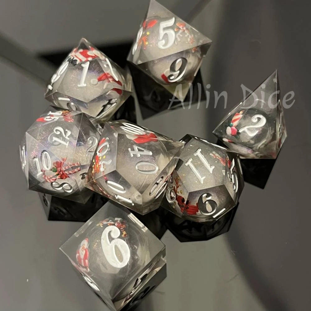 Enchanting D&D Flower Resin Dice Set - 7PCS Polyhedral Dice for RPG Gamers and Collectors - نرد 7 قطع على شكل ورود