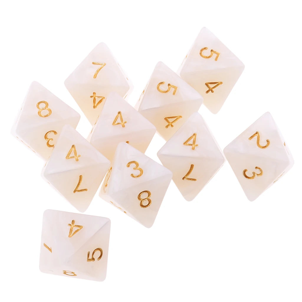 10-Pack Polyhedral Dice Set - 8 & 10 Sided D8 D10 for Tabletop Games, Parties, and Board Games - نرد 10 أوجه