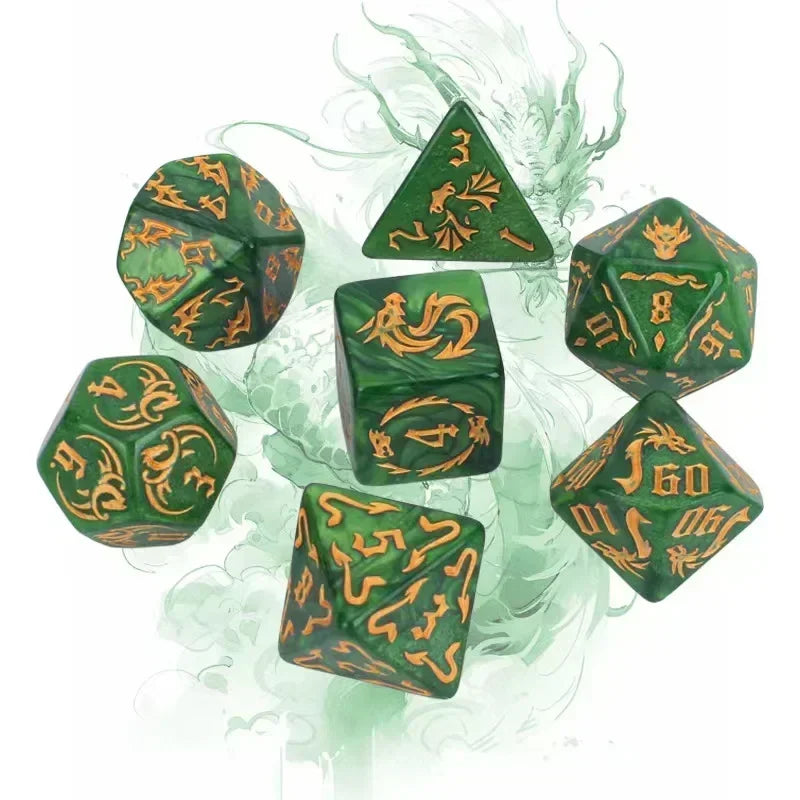 Vibrant 7-Piece Double-Color Polyhedral Dice Set for DND, RPG, and Board Games - Perfect for D20, D12, D10, D8, D6, D4 Adventures!