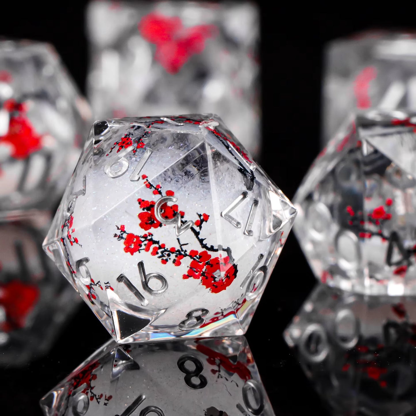 Galaxy Sharp Edge Liquid Core Dice Set for Dungeons and Dragons - D20 Resin Dice for Epic Adventures