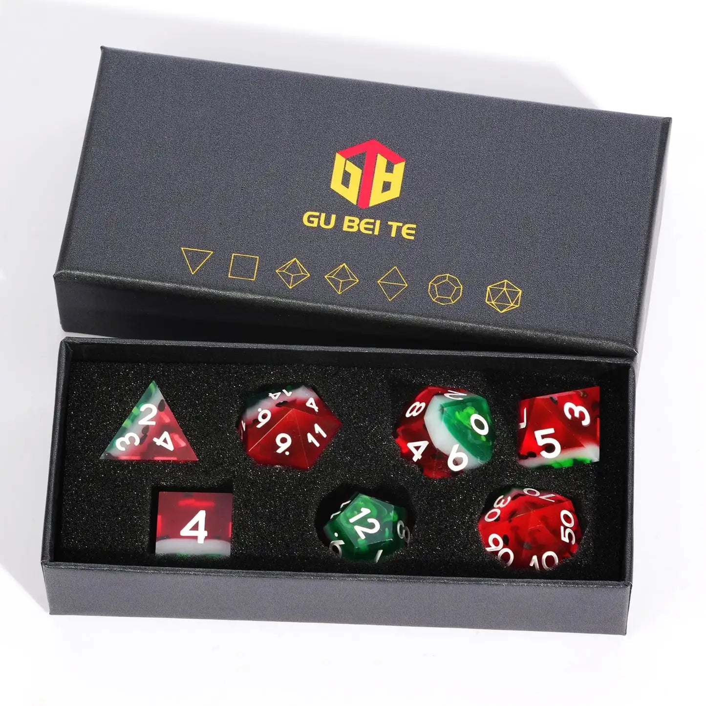 Watermelon Series Milk Cat Resin Dice Set - 1-7 Pcs Polyhedral D&D Dice with Box for Dungeons and Dragons