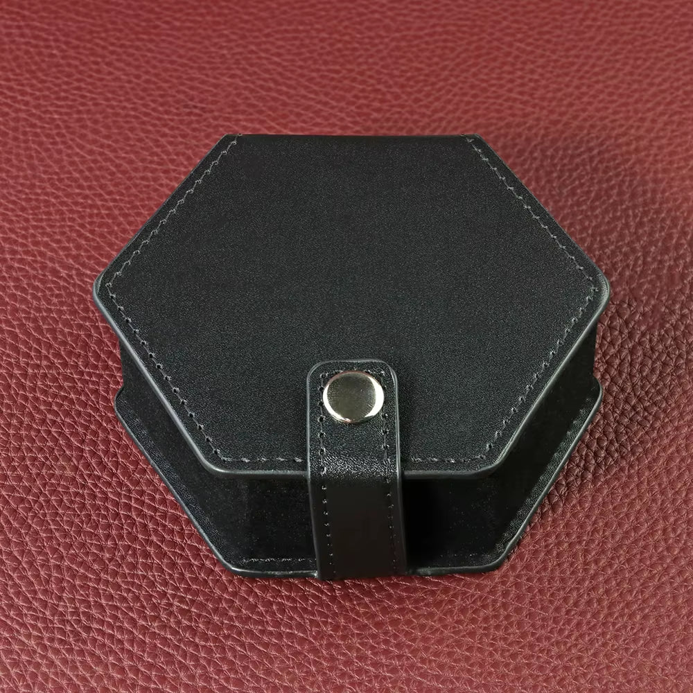 Premium Black Leather D&D Dice Case with Removable Tray - Perfect Storage for 7-Piece Polyhedral Dice - علبة جلدية لنرد دي اند دي