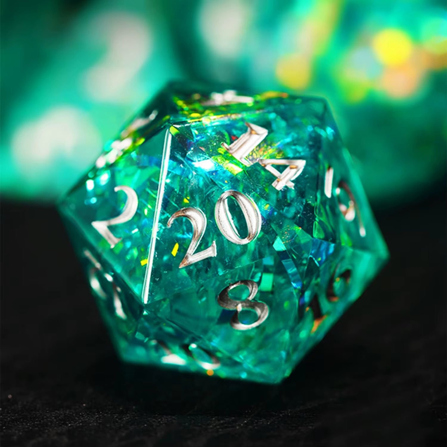 Green Ice Crystal Dice Set for D&D - نرد دي اند دي