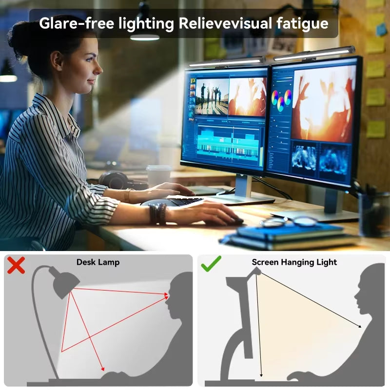 RGB LED Monitor Light Bar - Versatile Dimming Atmosphere Lamp for Work, Study, and Gaming - 44cm