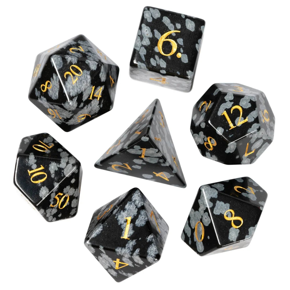 Stunning Handmade Amethyst Polyhedral Dice Set - 7pcs 16mm with Elegant Leather Box for D&D and RPG Collectors