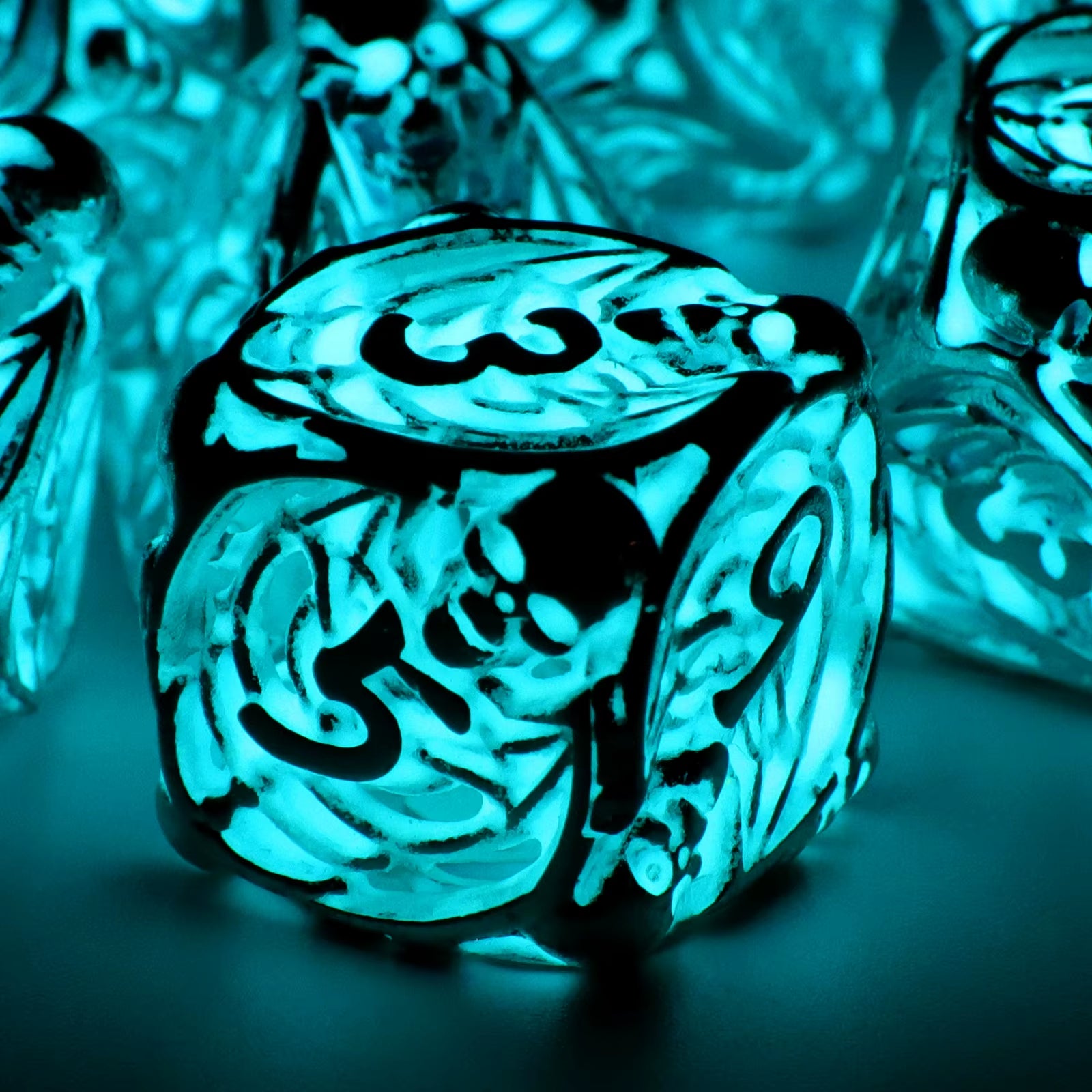 Glow-in-the-Dark Metal DND Dice Set - Polyhedral Hollow RPG Starter Dice for Epic Tabletop Adventures