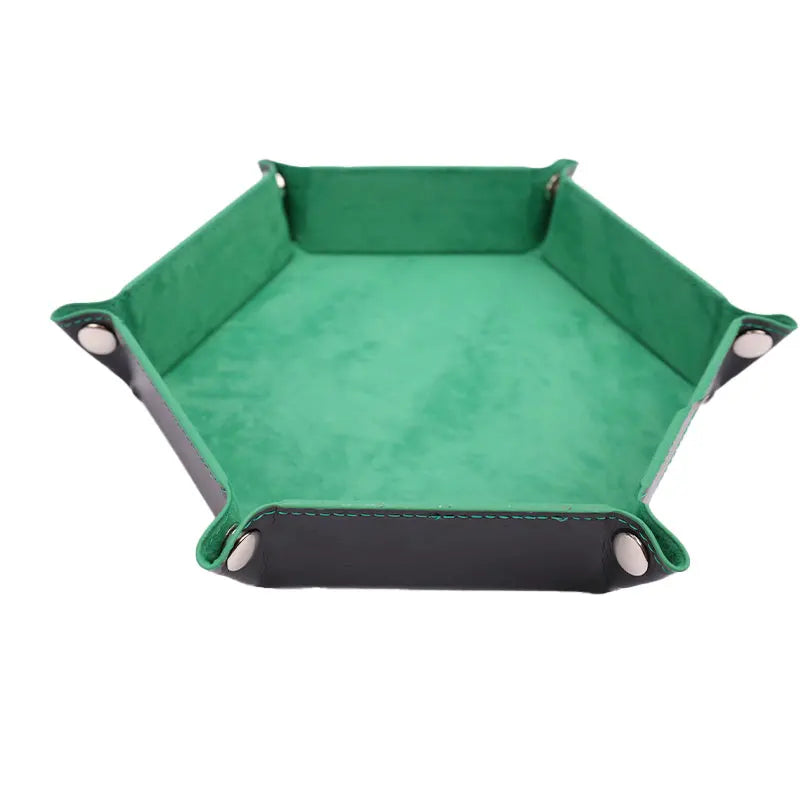 Versatile Foldable PU Leather Dice Tray Box - 6 Stylish Hexagon & Square Designs for Gaming Fun! - صحن لرمي النرد