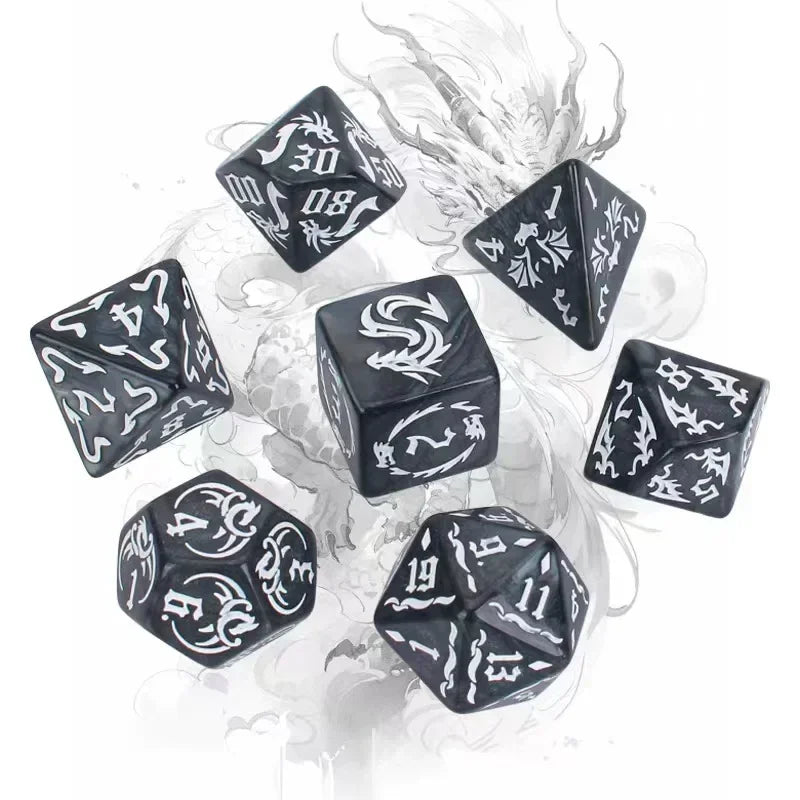 Vibrant 7-Piece Double-Color Polyhedral Dice Set for DND, RPG, and Board Games - Perfect for D20, D12, D10, D8, D6, D4 Adventures!