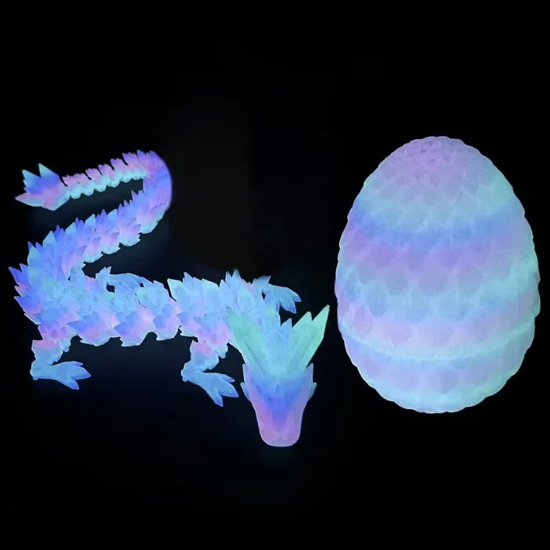 3D Printed Dragon Egg with Articulated Dragon Model - Movable Desktop Ornament & Kid's Toy (1 or 2 PCS)