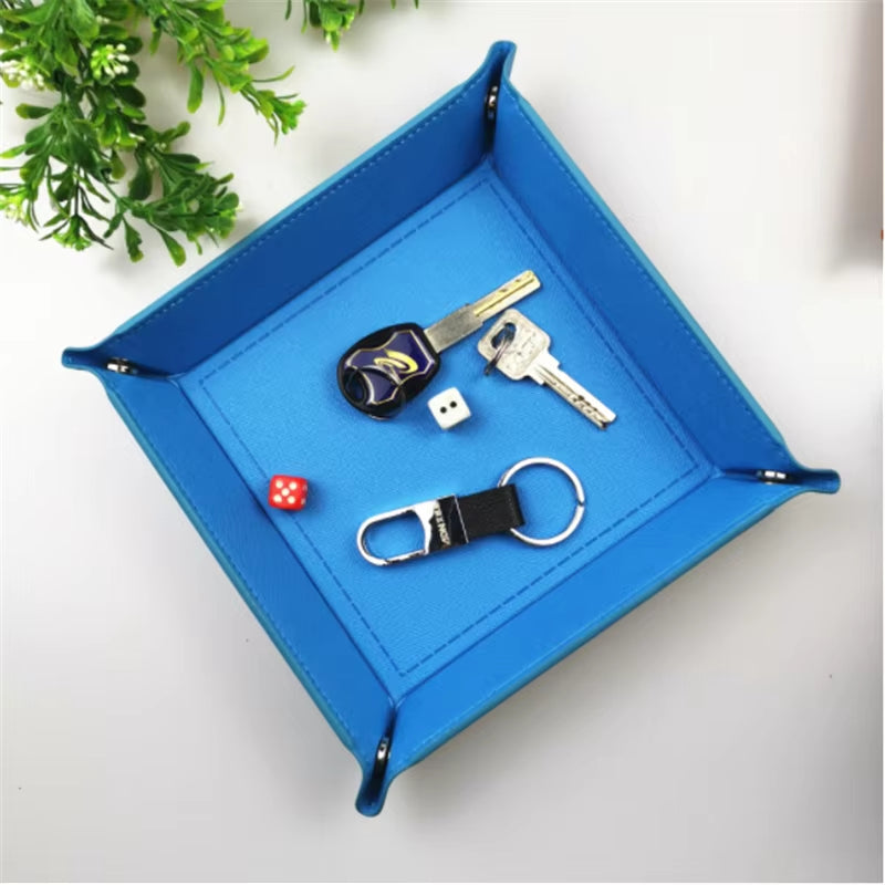 Double-Sided PU Leather Dice Storage Tray - علبة جلدية لرمي النرد