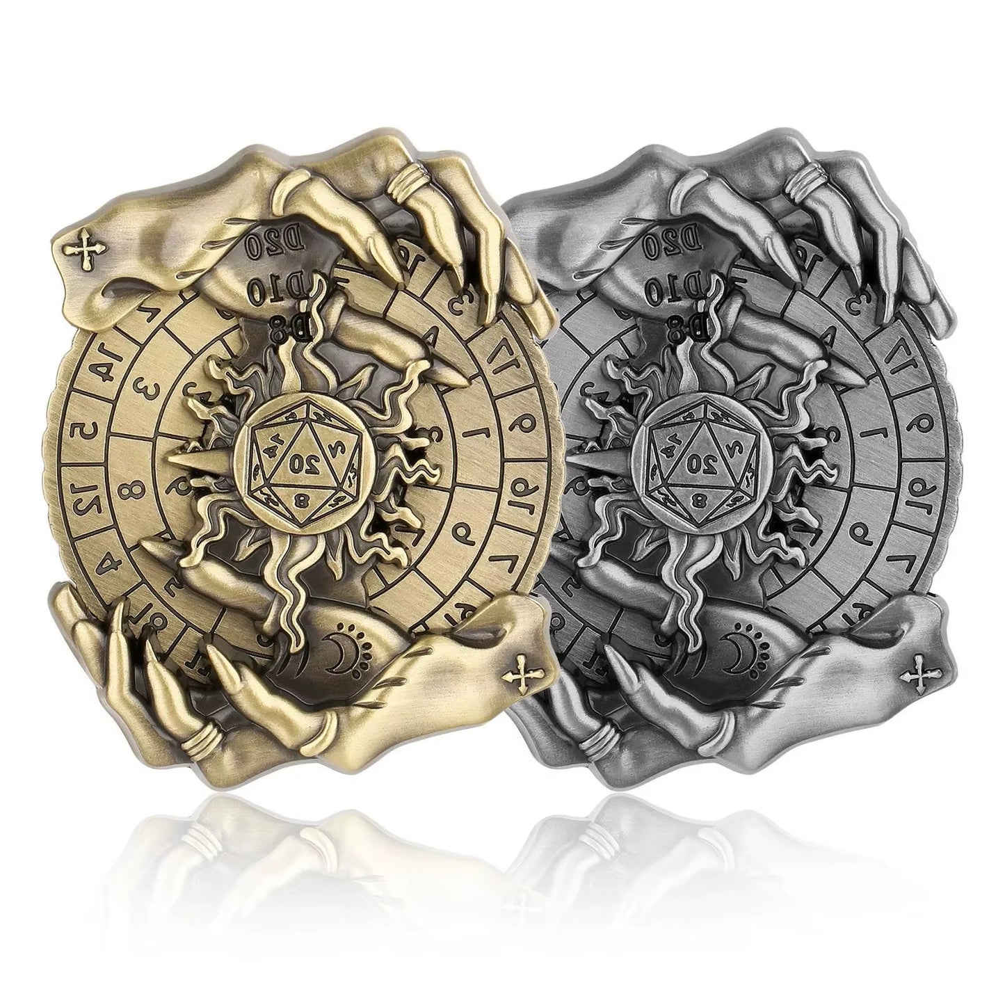 7-in-1 Metal D&D Dice Set with Rotating Digital Compass - نرد دي اند دي معدني