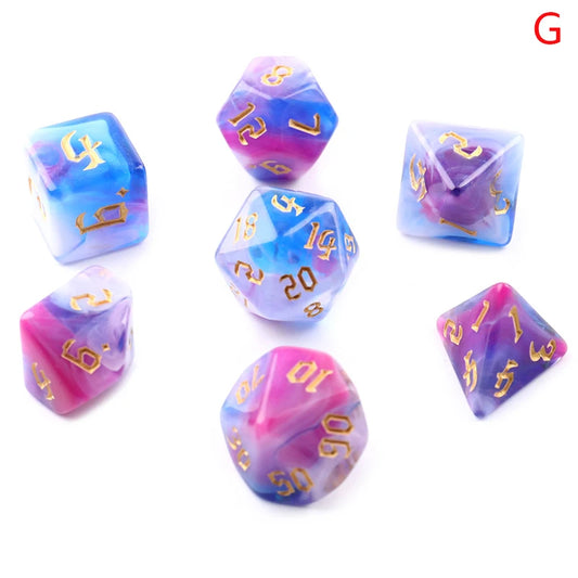 Two-Tone Swirl Polyhedral 7-Dice Set for RPG & Board Games - Perfect for DnD, MTG & Family Fun!