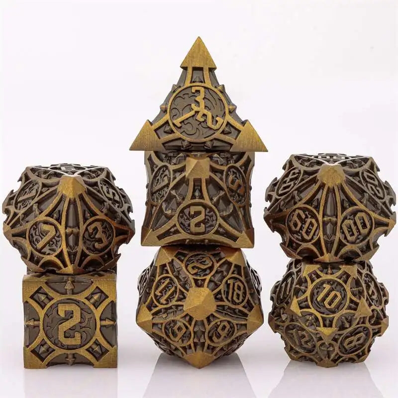 Premium 7-Piece Metal Dice Set for Dungeons and Dragons - نرد دي اند دي معدني