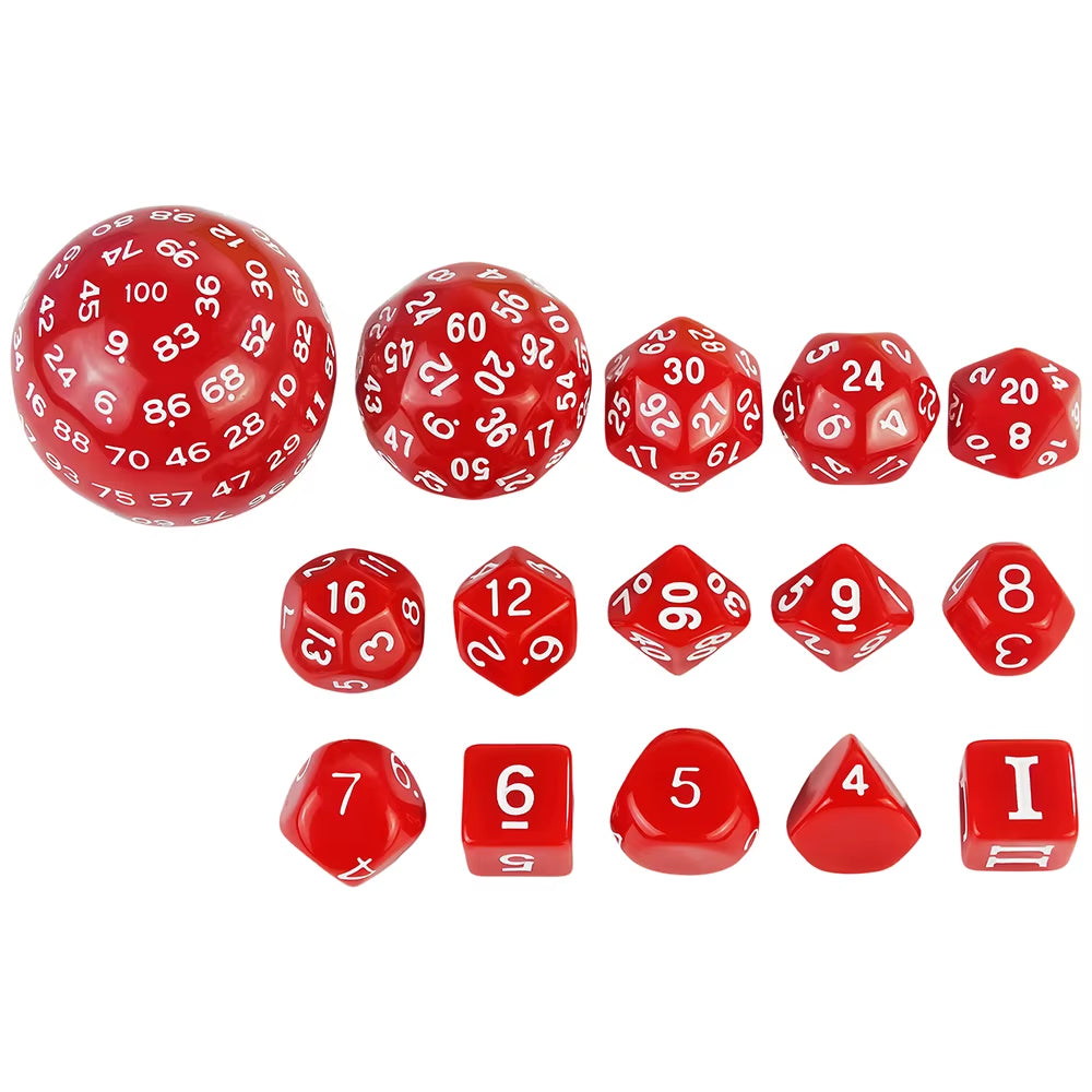 Polyhedral Dice Set for D&D 15 Acrylic Dice (D3-D100) - نرد دي اند دي