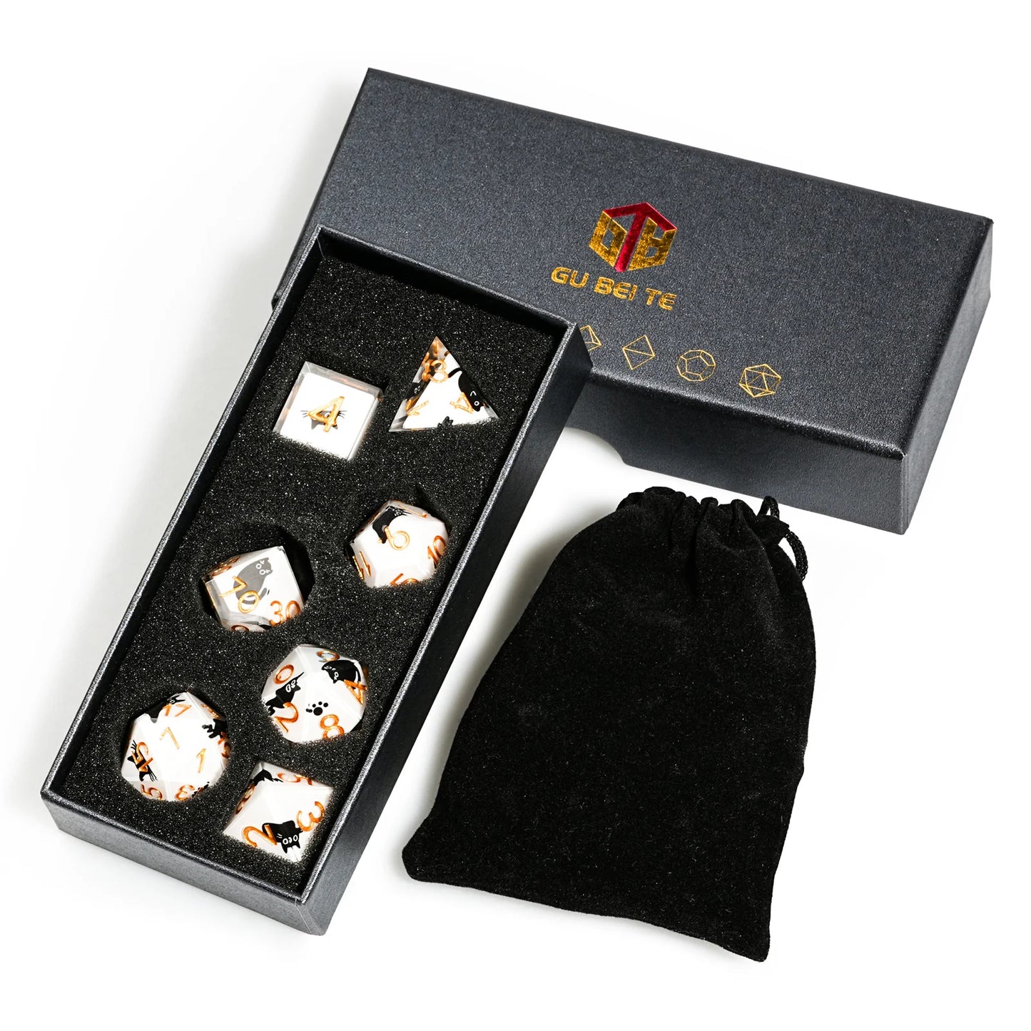 Watermelon Series Milk Cat Resin Dice Set - 1-7 Pcs Polyhedral D&D Dice with Box for Dungeons and Dragons