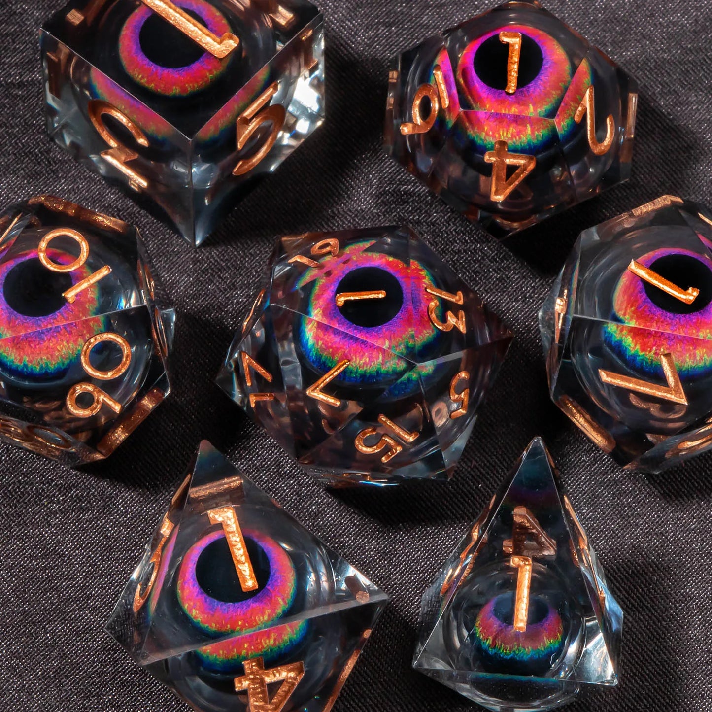 DND Liquid Core D&D Dice Set, Sharp Edge Resin Dungeon and Dragon Dice, Role Playing RPG D and D Dice D20 D12 D10 D8 D6 D4