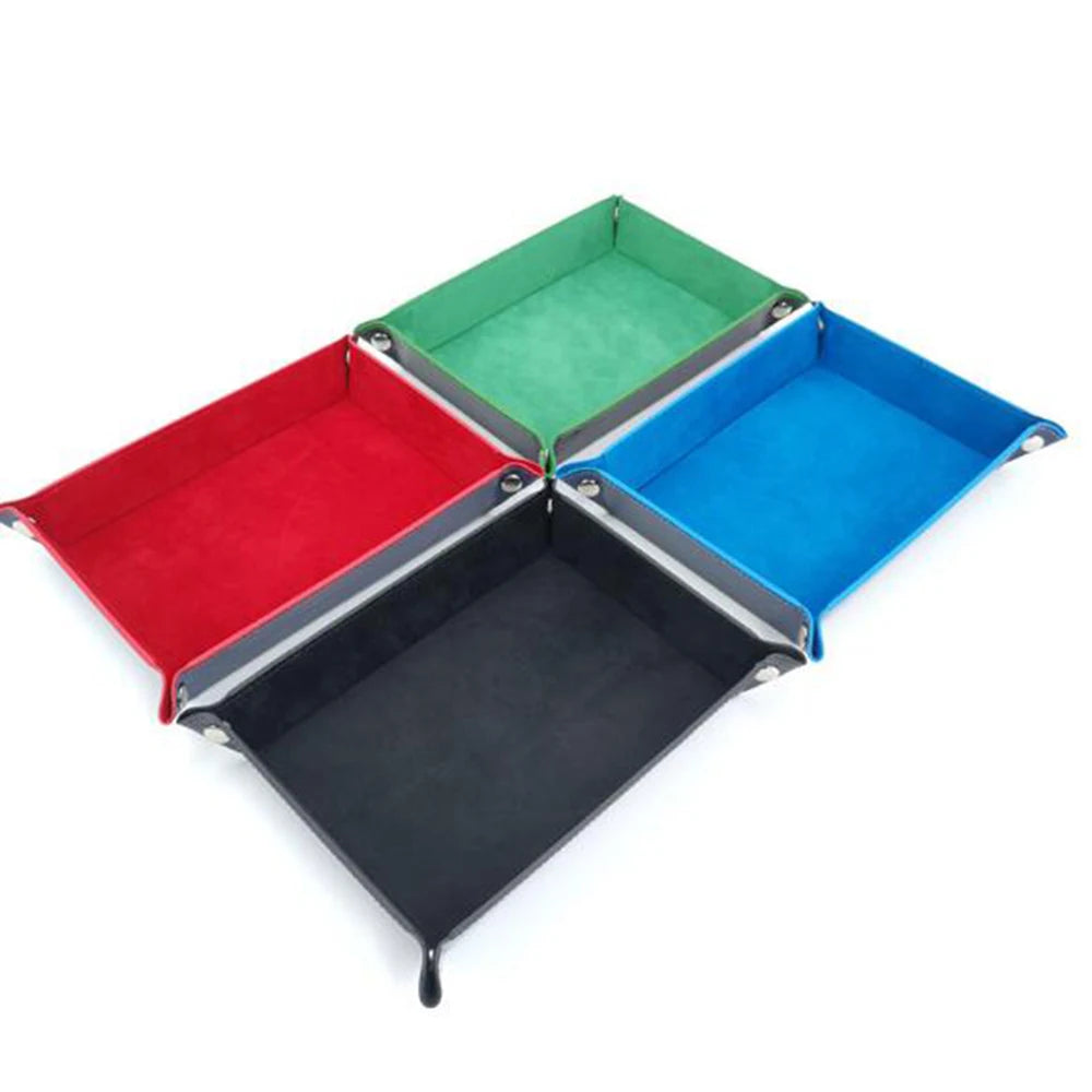 Premium Double-Sided Dice Storage Tray - Elegant Leather & Velvet Folding Organizer for D&D and Tabletop Games