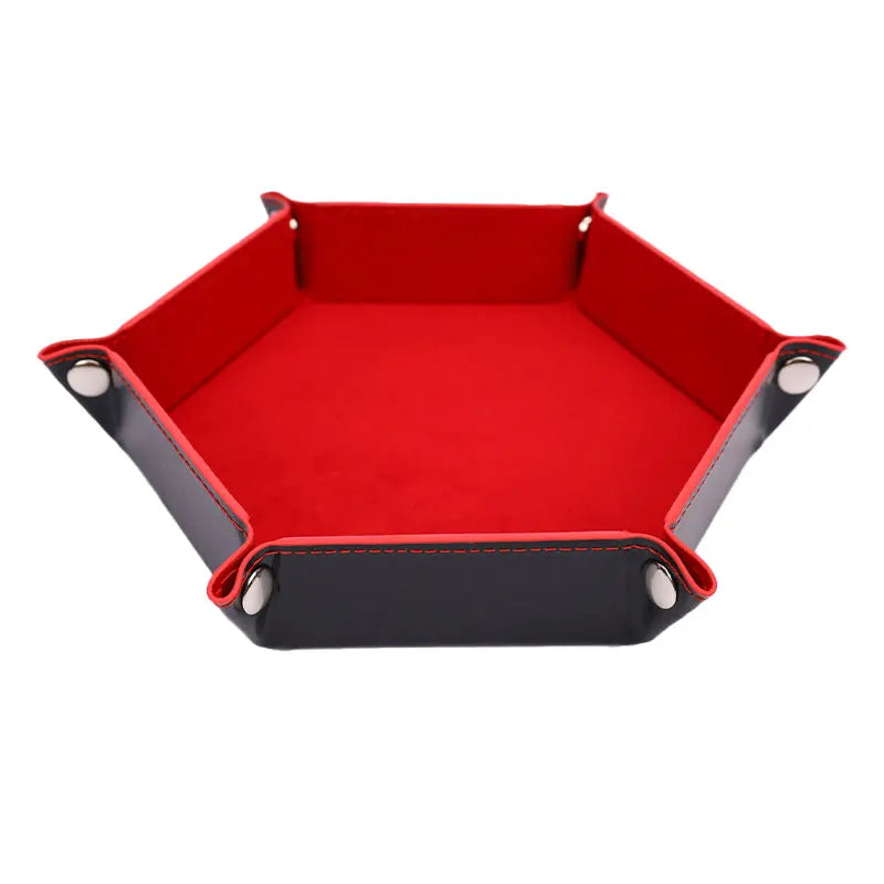 Versatile Foldable PU Leather Dice Tray Box - 6 Stylish Hexagon & Square Designs for Gaming Fun! - صحن لرمي النرد