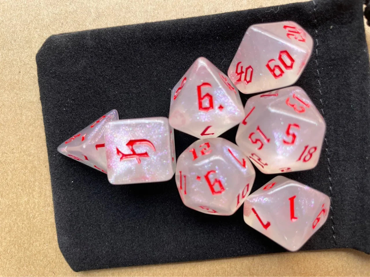Sparkling Gold Glitter Polyhedral Dice Set - 7 Pcs for DND, TRPG & RPG Gaming Adventures!
