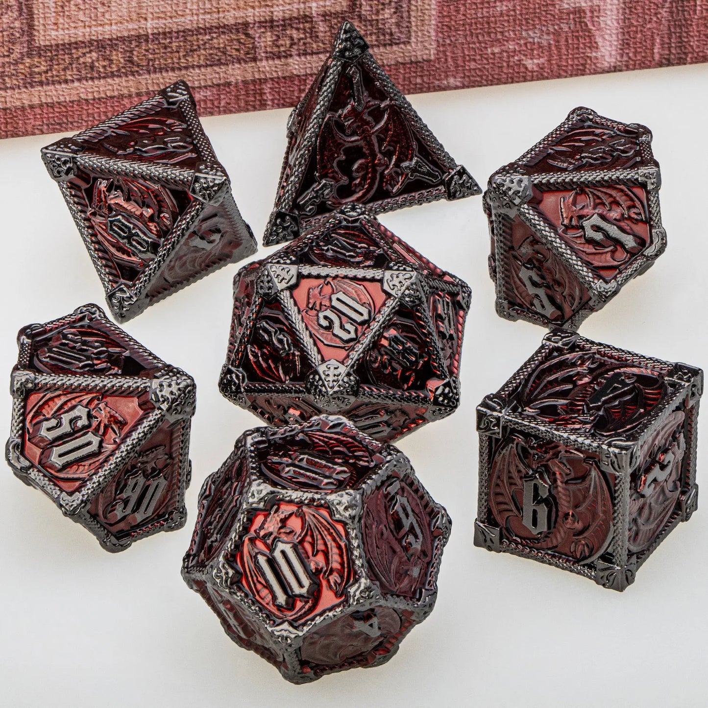 Premium Metal DND Dragon Dice Set - Complete Polyhedral RPG Dice for Dungeons & Dragons, D20, D12, D10, D8, D6