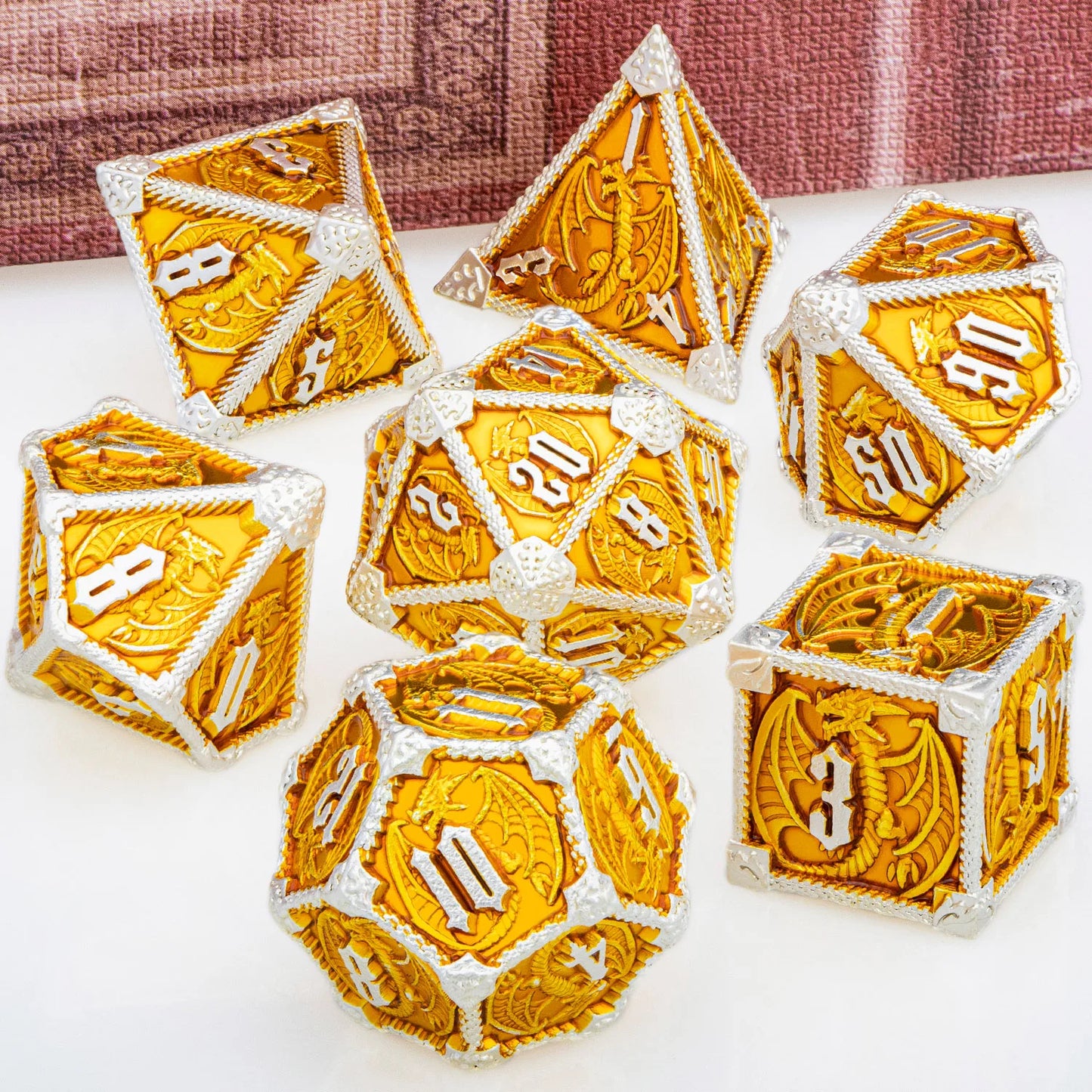 Premium Metal DND Dragon Dice Set - Complete Polyhedral RPG Dice for Dungeons & Dragons, D20, D12, D10, D8, D6