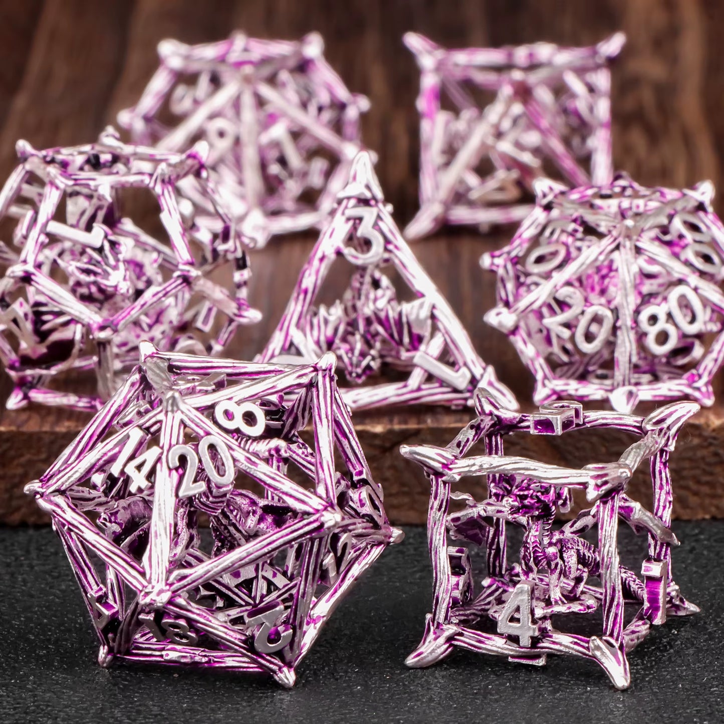 Tree Metal D&D Polyhedral Dice Set - نرد دي اند دي معدني بتصميم شجر