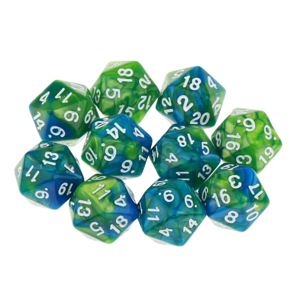 High-Quality 10Pcs 20-Sided D20 Polyhedral Dice Set - نرد دي اند دي عشرين وجه عدد عشرة قطع