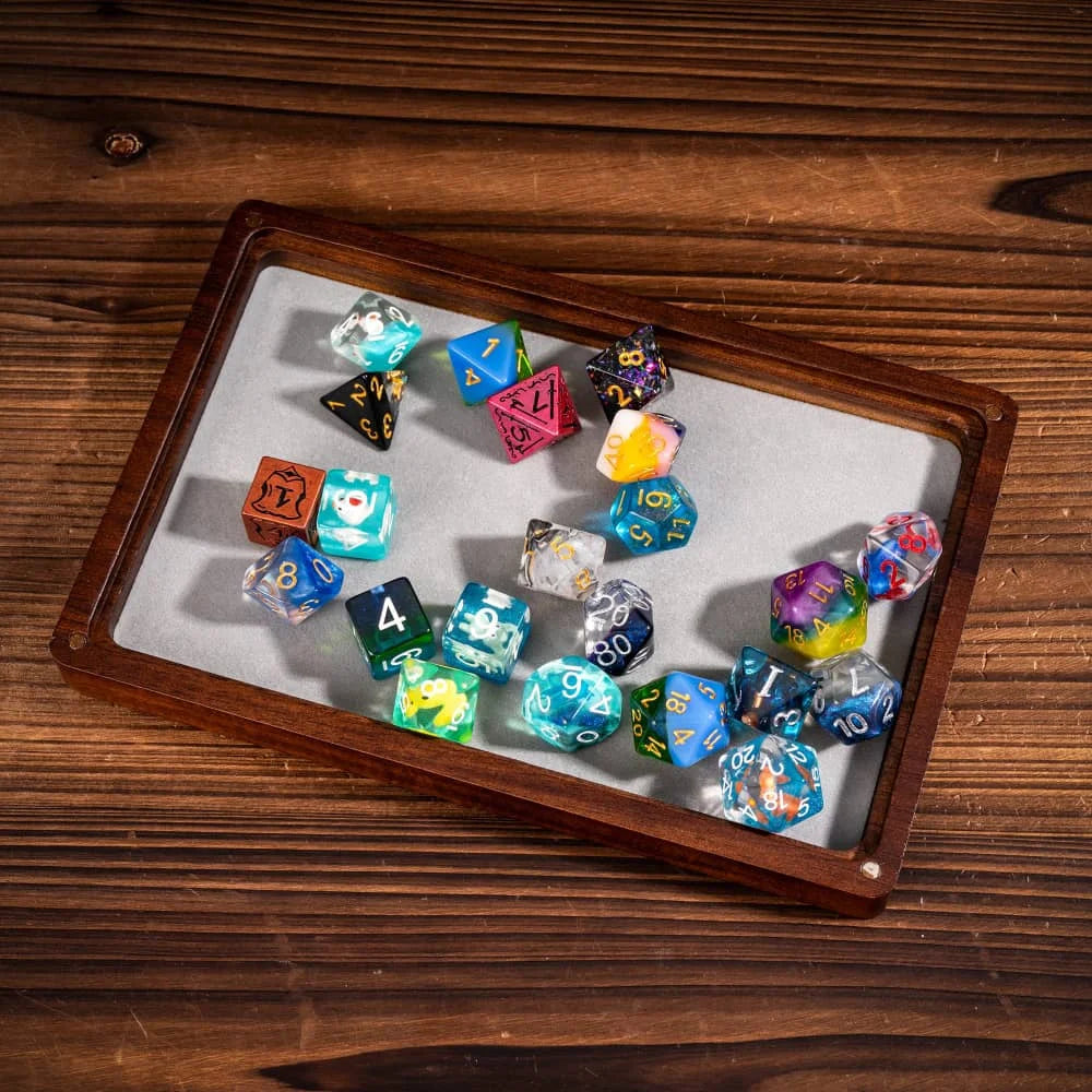 2 in 1 Rectangle Wooden Dice Case & Dice Tray Bat Pattern Box Dice Holder for DND Game Dice Set, D&D, RPG, Tabletop Games