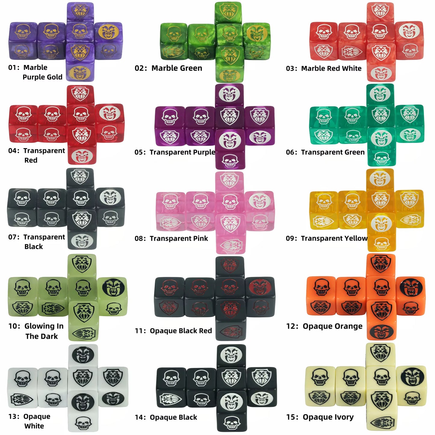 Vibrant 6-Piece D6 Dice Set for Tabletop Games - Colorful Transparent & Opaque Finishes! - نرد 6 قطع 