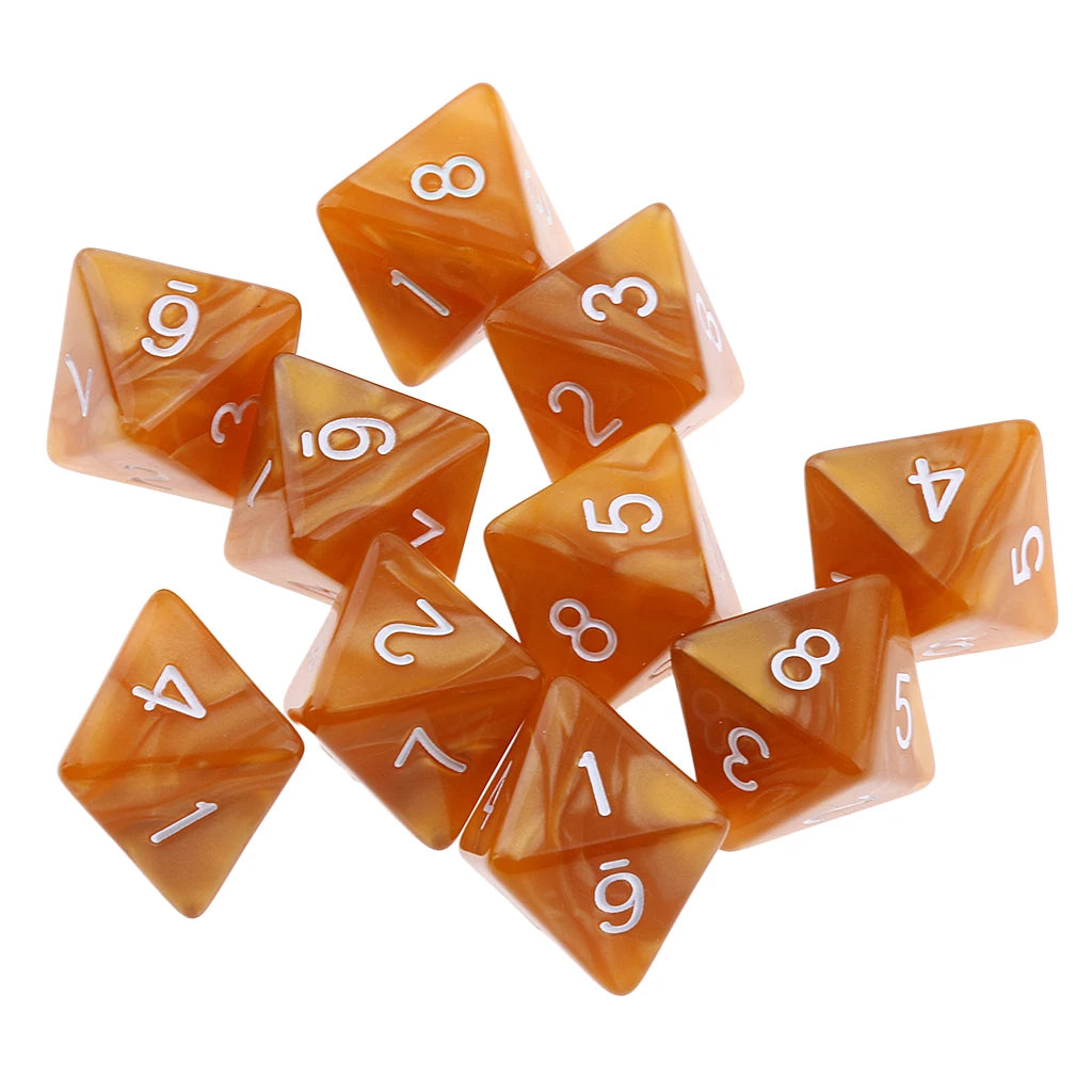 10-Pack Polyhedral Dice Set - 8 & 10 Sided D8 D10 for Tabletop Games, Parties, and Board Games - نرد 10 أوجه