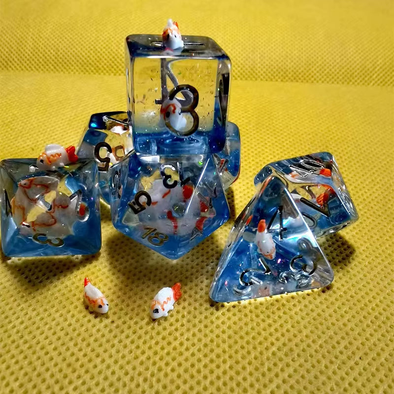 New DND Upscale 7Pcs Resin Dice Set Polyhedral Inline Animal D4 D6 D8 D10 D12 D20 Dices for RPG Board Game and Tabletop Games