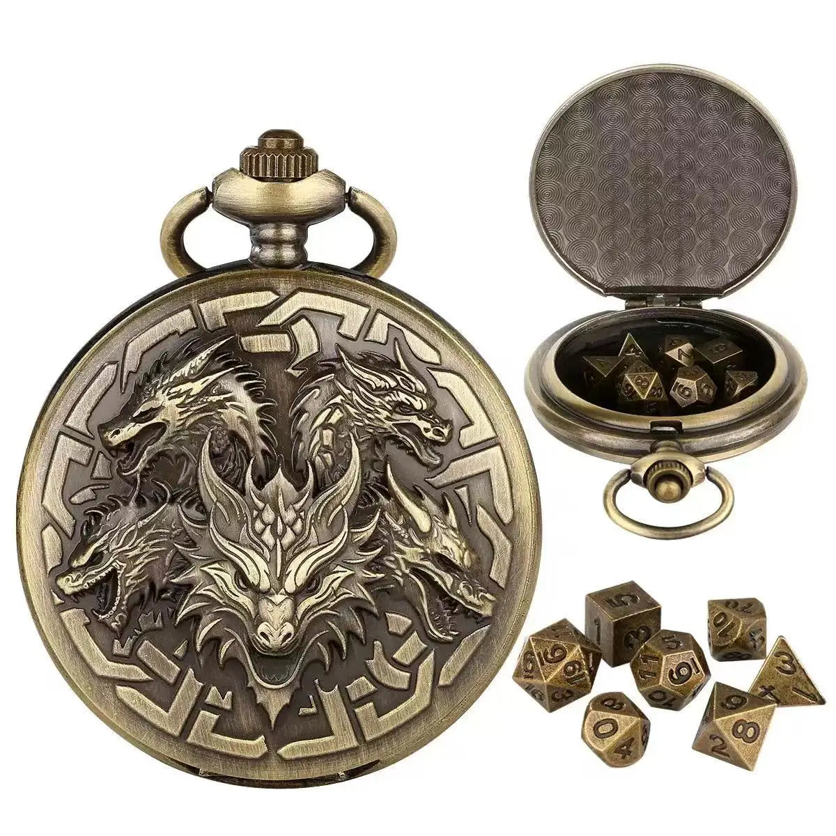 Octopus Metal Dice Case Vintage Cthulhu Pocket Watch DND Dice One Eyed Octopus Pocket Watch Box Dice for Role Playing Games